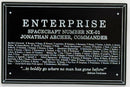 Star Trek DEDICATION PLAQUE
