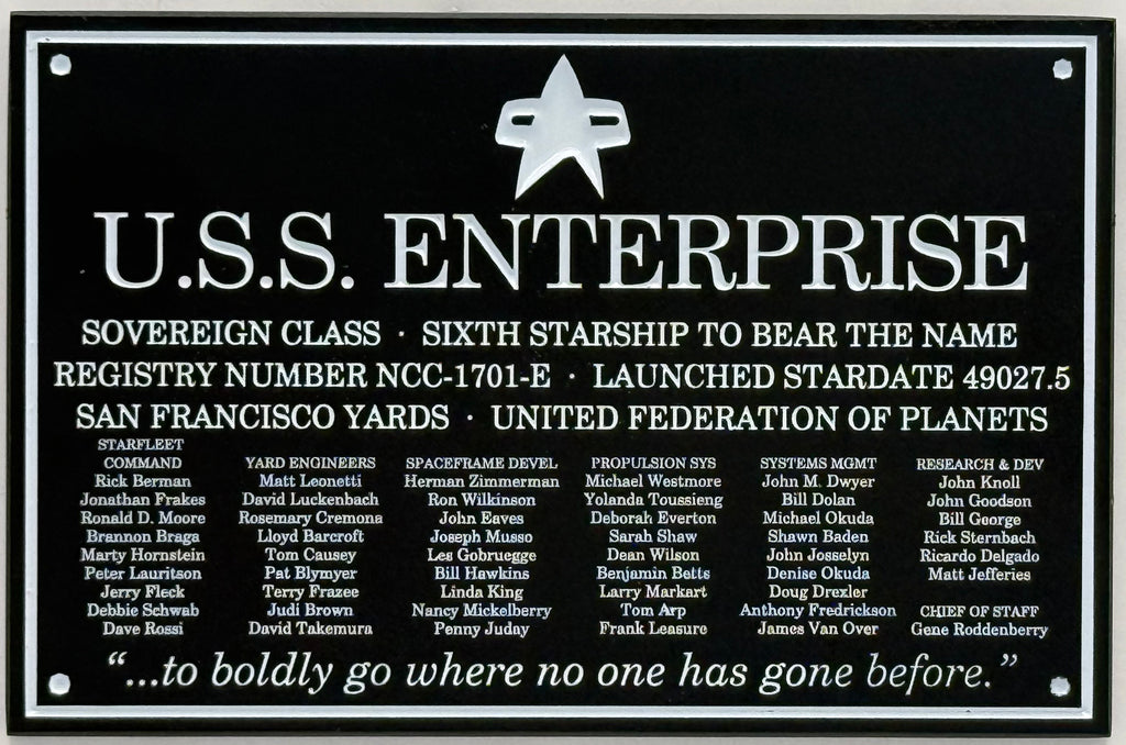 Star Trek DEDICATION PLAQUE #13 U.S.S. ENTERPRISE NCC-1701-E – Fansets