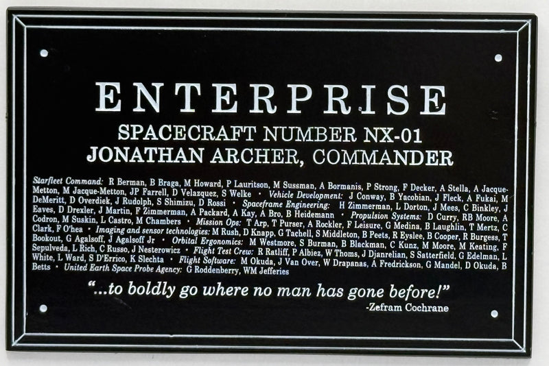 Star Trek DEDICATION PLAQUE