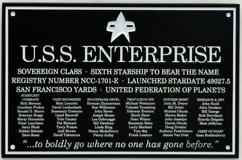 Star Trek DEDICATION PLAQUE