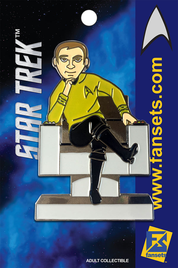 Star Trek CAPT KIRK in CHAIR Licensed FanSets MicroCrew Collector’s Pin
